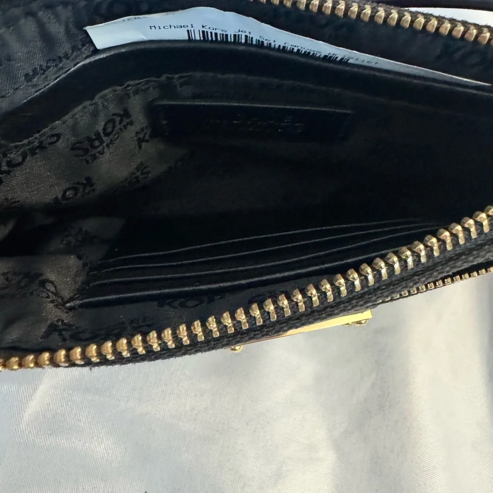 Michael Kors Jet Set Black Logo Canvas Wristlet Small